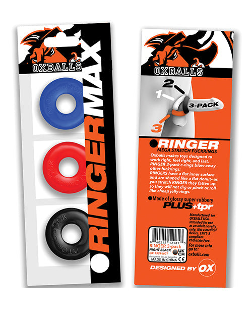 Oxballs Ringer Max Lot de 3 anneaux péniens – Couleurs variées