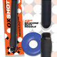 Oxballs Oxshot Boquilla anal de silicona de 30,5 cm con anillo para el pene flexible - Negro/Azul