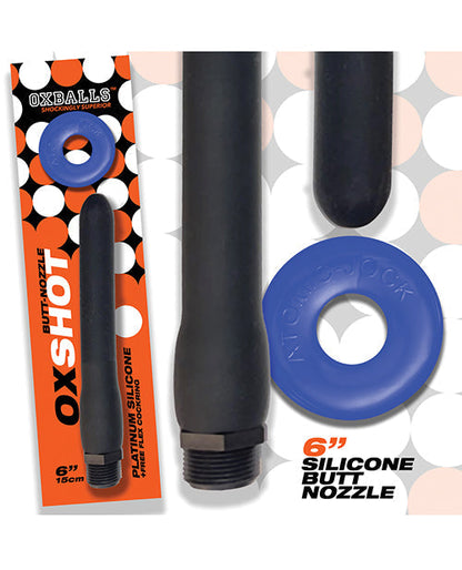 Oxballs Oxshot Buse anale en silicone 15 cm avec cockring flexible – Noir/Bleu