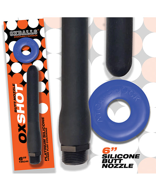 Oxballs Oxshot Buse anale en silicone 15 cm avec cockring flexible – Noir/Bleu