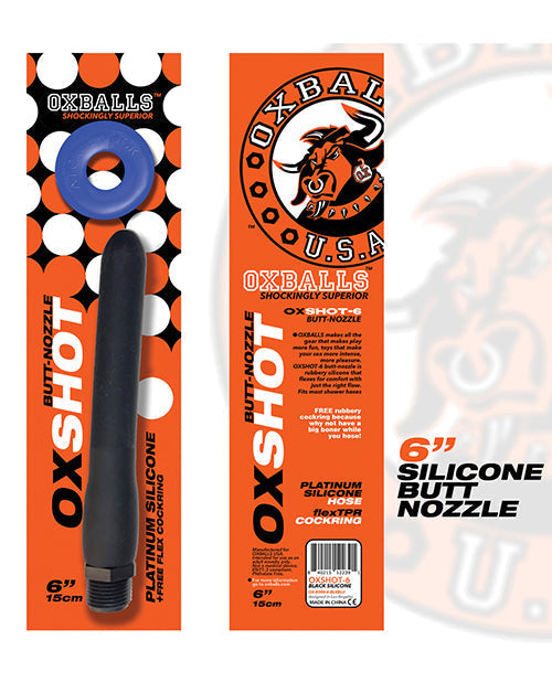 Oxballs Oxshot Buse anale en silicone 15 cm avec cockring flexible – Noir/Bleu
