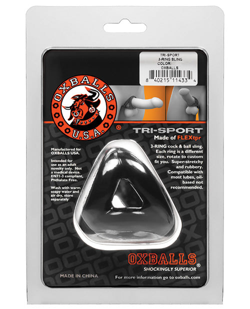 Oxballs Atomic Jock Tri Sport 3 Anneaux Sling Cockring - Noir