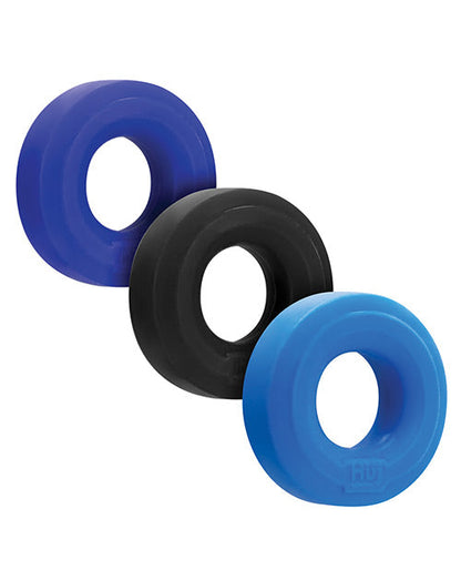Hunky Junk Anneau de Pénis Multipack - Cobalt Pack de 3