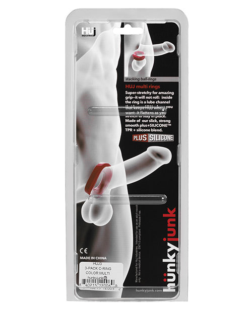 Hunky Junk Anneau de Pénis Multipack - Cobalt Pack de 3