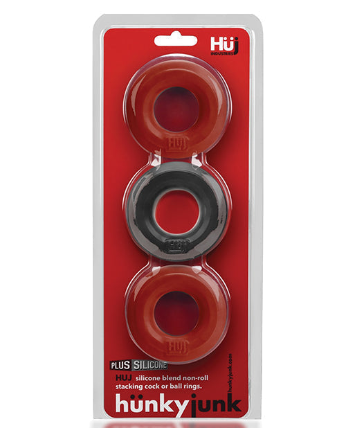Lot de 3 anneaux Hunky Junk C Ring Multi Pack - Cerise/Glace au goudron