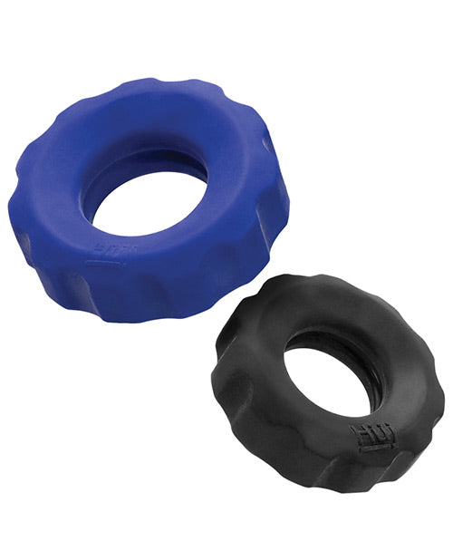 Lot de 2 anneaux à godet Hunky Junk Cog Ring, taille 2 - Cobalt et goudron