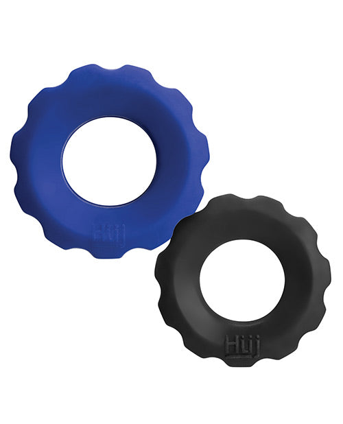 Lot de 2 anneaux à godet Hunky Junk Cog Ring, taille 2 - Cobalt et goudron