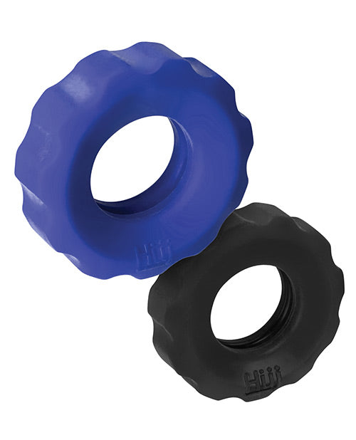 Lot de 2 anneaux à godet Hunky Junk Cog Ring, taille 2 - Cobalt et goudron