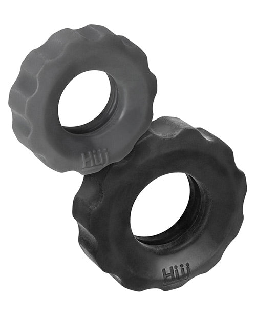 Bague d'engrenage Hunky Junk Lot de 2 tailles doubles - Lot de 2 goudron et pierre