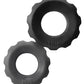 Bague d'engrenage Hunky Junk Lot de 2 tailles doubles - Lot de 2 goudron et pierre