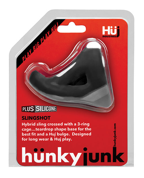Lance-pierres Hunky Junk 3 anneaux en forme de goutte - Goudron