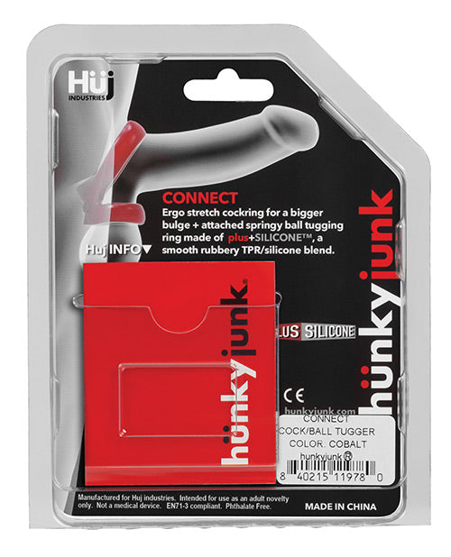 Bague pénienne Hunky Junk Connect avec tendeur testiculaire - Cobalt