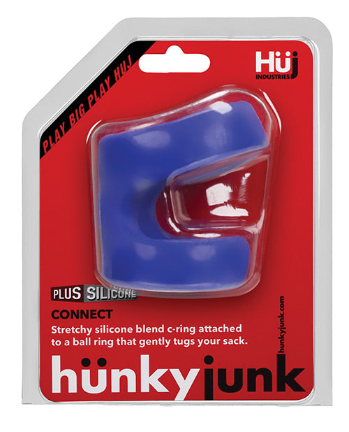 Bague pénienne Hunky Junk Connect avec tendeur testiculaire - Cobalt