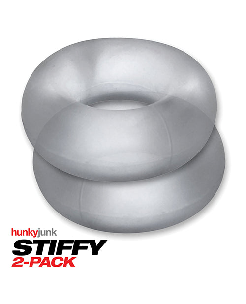 Anillos para el pene Hunky Junk Stiffy, paquete de 2 - Hielo Transparente