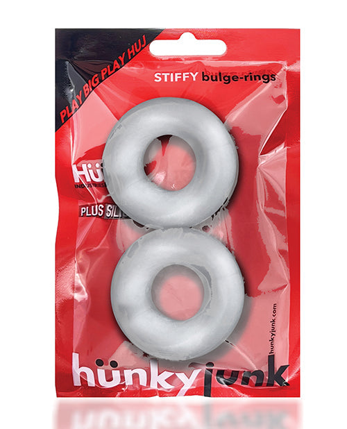 Anillos para el pene Hunky Junk Stiffy, paquete de 2 - Hielo Transparente