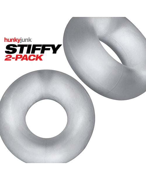 Anillos para el pene Hunky Junk Stiffy, paquete de 2 - Hielo Transparente