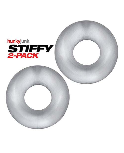 Anillos para el pene Hunky Junk Stiffy, paquete de 2 - Hielo Transparente