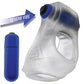Harnais Hunkyjunk Revsling avec vibromasseur – Glaçon transparent avec vibromasseur bleu