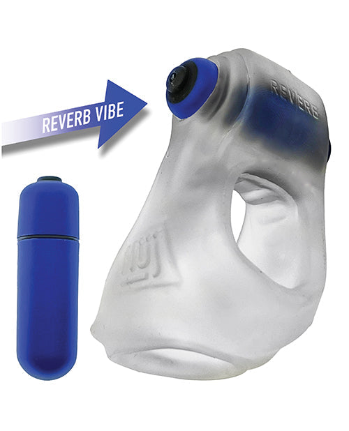 Harnais Hunkyjunk Revsling avec vibromasseur – Glaçon transparent avec vibromasseur bleu