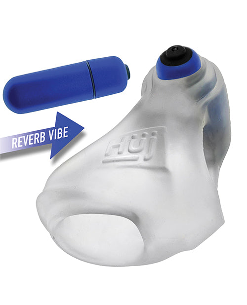 Harnais Hunkyjunk Revsling avec vibromasseur – Glaçon transparent avec vibromasseur bleu