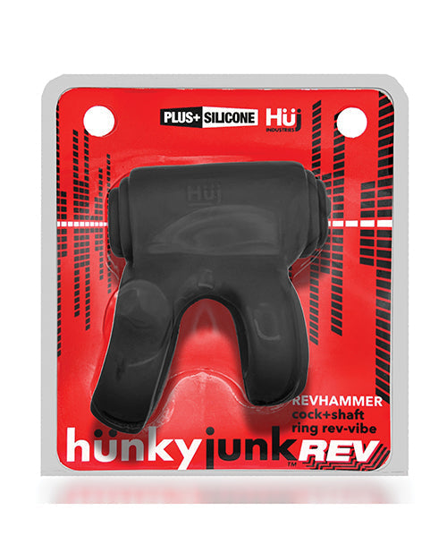 Anneau vibrant Hunkyjunk Revhammer Shaft Vibe - Glace goudronnée avec vibreur rouge
