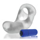 Godemichet Hunky Junk Buzzfuck Sling avec Taint Vibe - Glace transparente