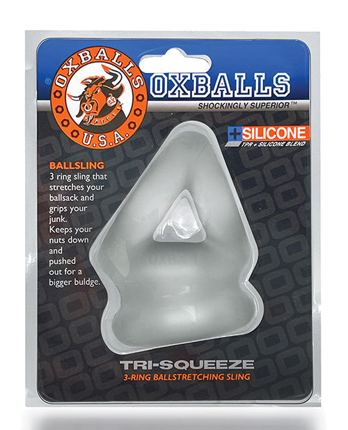 Oxballs Tri Squeeze Anneau pénien et étireur de testicules - Transparent glacé