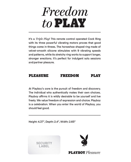 Bague Pénienne Playboy Pleasure Triple Play - 2 h du matin