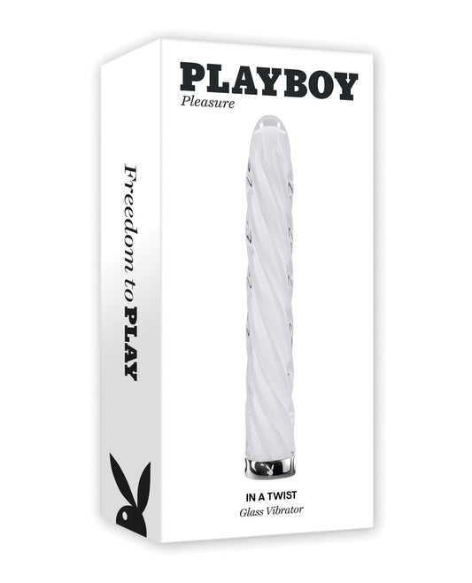 Vibreur en verre Playboy Pleasure à torsade - Blanc