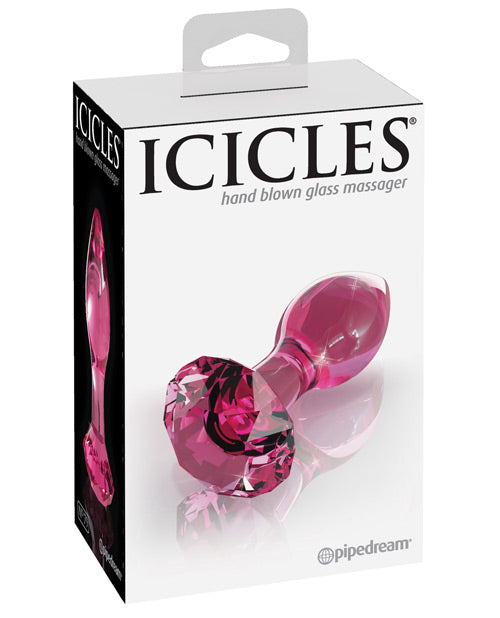 Vibromasseur diamant en verre soufflé à la main Icicles n° 79 - Rose