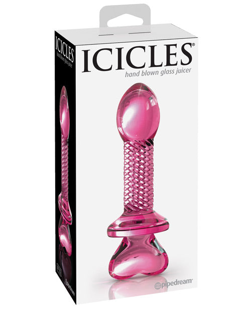 Glaçons n° 82 Plug anal en verre soufflé à la main - Nervuré/Rose