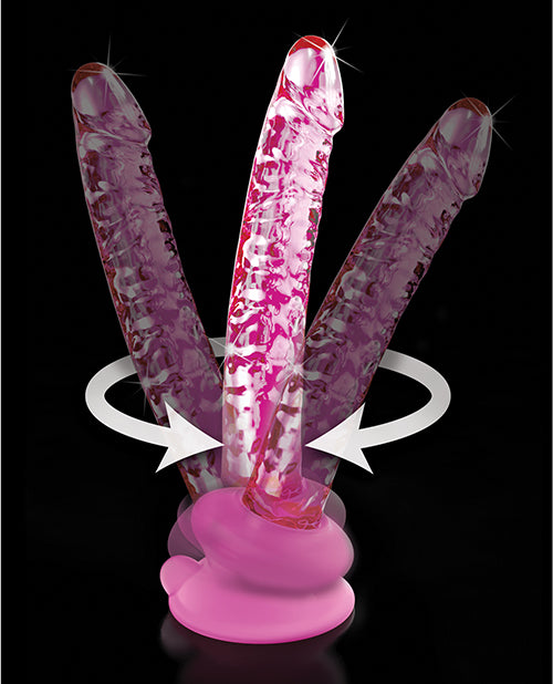Carámbanos No 86 Dildo realista | Dildo de cristal soplado rosa | Dildo de masaje con ventosa