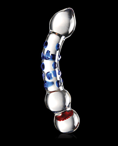 Carámbanos N.º 18 Dildo Grande | Dildo Masajeador de Cristal Soplado a Mano | Dildo Grande con Protuberancias Azules Transparentes