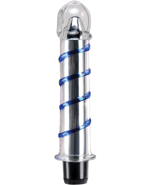 Carámbanos N.º 20 Dildo Grande | Dildo de Cristal Soplado a Mano | Dildo Vibrador Impermeable | Espirales Azules Transparentes