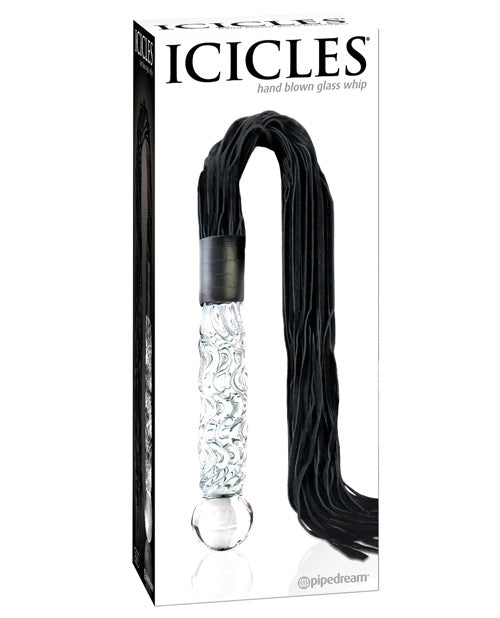 Icicles No 38 Dildo Réaliste | Godemichet en Verre Soufflé à la Main | Flogger Fouet en Cuir de Taureau avec Poignée