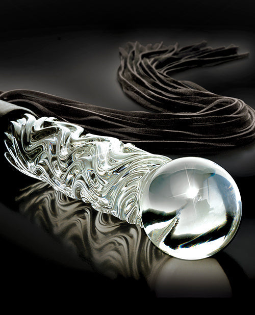 Icicles No 38 Dildo Réaliste | Godemichet en Verre Soufflé à la Main | Flogger Fouet en Cuir de Taureau avec Poignée