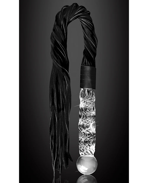 Icicles No 38 Dildo Réaliste | Godemichet en Verre Soufflé à la Main | Flogger Fouet en Cuir de Taureau avec Poignée