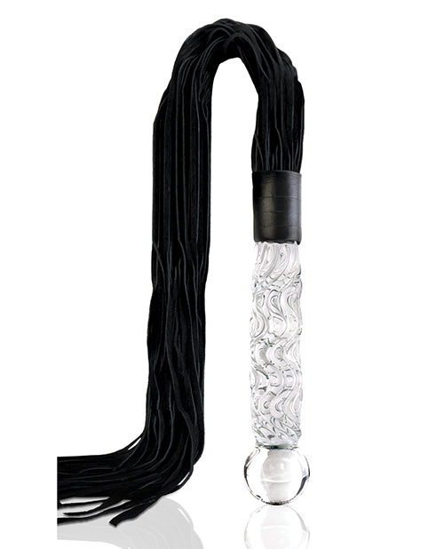 Icicles No 38 Dildo Réaliste | Godemichet en Verre Soufflé à la Main | Flogger Fouet en Cuir de Taureau avec Poignée