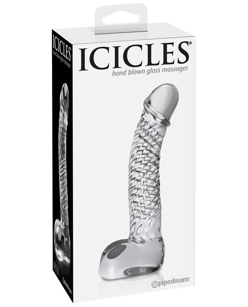 Glaçons N° 61 Réaliste Godemiché | Godemiché en Verre Soufflé Main | Godemiché Grande Taille de 12,7 cm pour Point G | Grand Godemiché Transparent