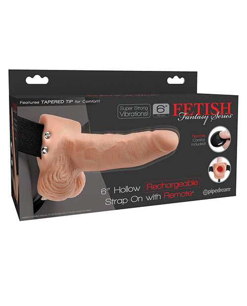 Sangle creuse rechargeable Fetish Fantasy Series 6" avec télécommande - Chair