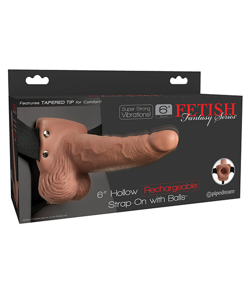 Fetish Fantasy Series 6" Hollow Rechargeable Strap On - Tan