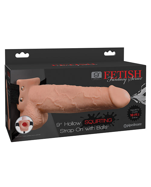 Série Fantasme Fétiche, gode creux à éjaculation de 22,8 cm avec testicules - Chair
