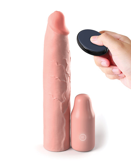Fantasy X-tensions Elite funda vibratoria de 9" con tapón de 3" y control remoto - clara