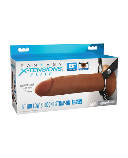 Arnés con Consolador Hueco de Silicona Fantasy X-Tensions Elite de 8" - Marrón