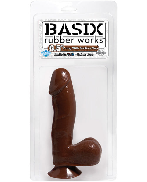 Basix Rubber Works Grand gode noir | Gode réaliste de 16,5 cm | Gode à ventouse