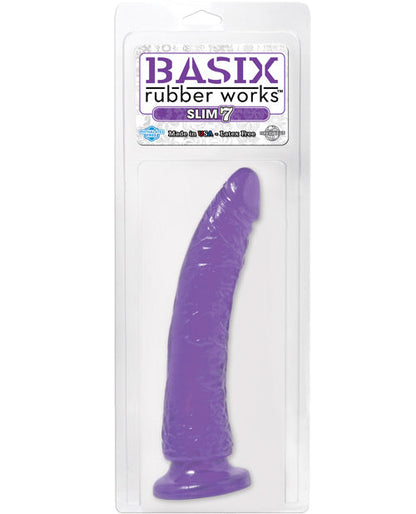Basix Rubber Works Grand gode | Grand gode violet mince 17,8 cm | Gode à ventouse | Meilleur gode