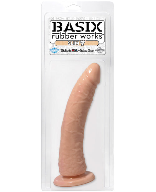 Grand godemiché Basix Rubber Works | Grand godemiché de 18 cm Flesh Slim | Godemiché ventouse | Meilleur godemiché
