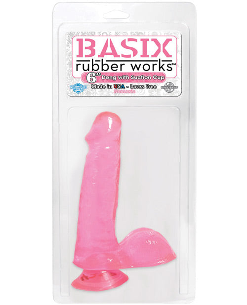 Godemichet rose Basix Rubber Works | Grand godemichet de 15 cm | Godemichet à ventouse