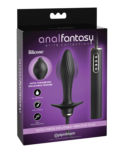 Plug vibrant gonflable "Auto Throb" de la collection Anal Fantasy Elite - Noir