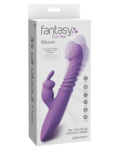 Vibrador de conejo Fantasy para ella | Vibrador de empuje definitivo | Vibrador de punto G de silicona morado